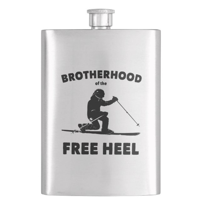 Brotherhood Of The Free Heel Telemark Skiing Flask (Front)