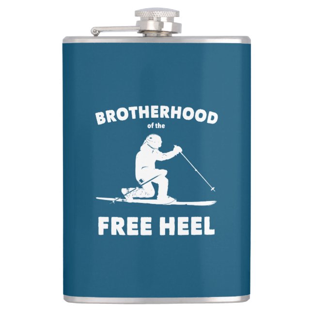 Brotherhood Of The Free Heel Telemark Skiing Flask (Front)