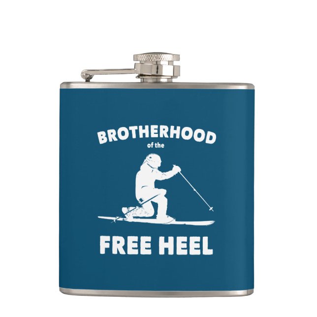 Brotherhood Of The Free Heel Telemark Skiing Flask (Front)