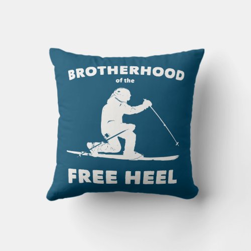 Brotherhood Of The Free Heel Telemark Skiing Throw Pillow