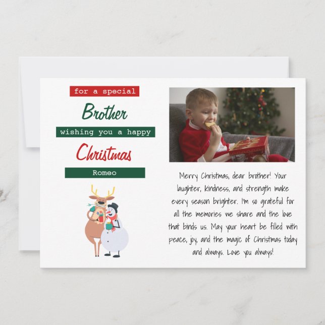 Brotherly Love Christmas Holiday Card (Front)