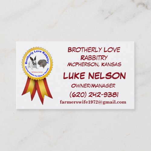 Brotherly Love Rabbitry Business Cards
