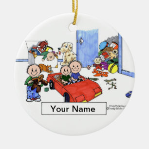 Brothers - 3 Boys in Room Ceramic Ornament