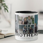 BROTHERS 8 Photo Collage Modern Gift  Mug<br><div class="desc">A special and memorable photo collage gift for brothers. The design features a 8 (eight) photo collage layout to display 8 of your own special brother photos. The sweet quote reads 'BROTHERS" with a cute little heart. Simply customize the names to make this an extra special gift to yourself and...</div>