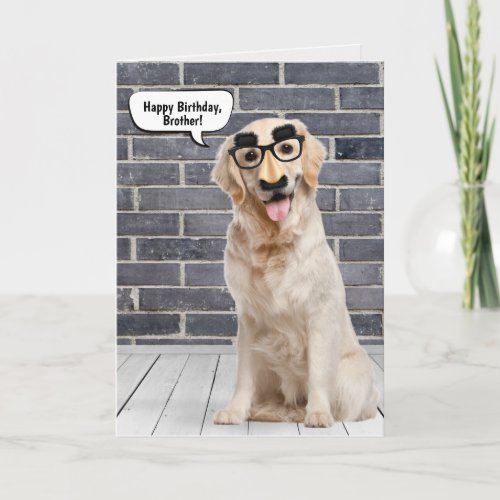 Brothers Birthday Golden Retriever with Mask Card