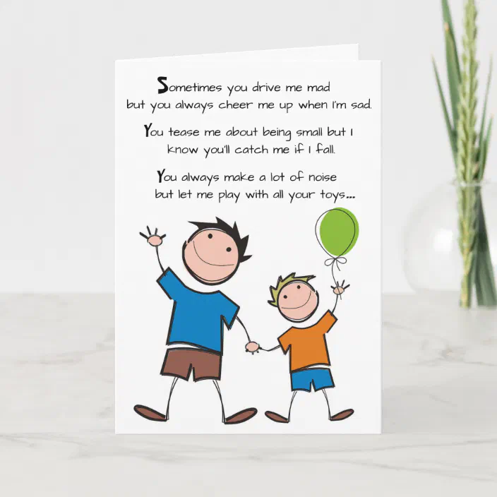 Birthday Poem For Brother Personalized Brothers Birthday Poem Card | Zazzle.com