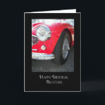 Brother's birthday-red vintage sports car card<br><div class="desc">Red vintage sports car for brother's birthday.</div>