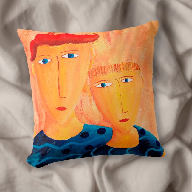 Brothers Contemporary Art Painting Throw Pillow (Creator Uploaded)