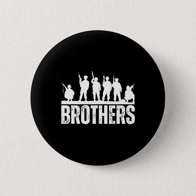 Brothers Deployed Military Servicemen Troops Veter Button (Front)