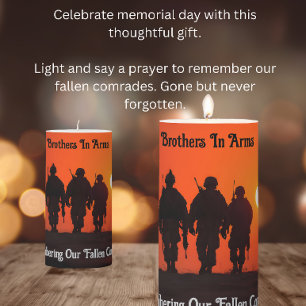 Brothers In Arms (soldiers at sunset) Pillar Candle