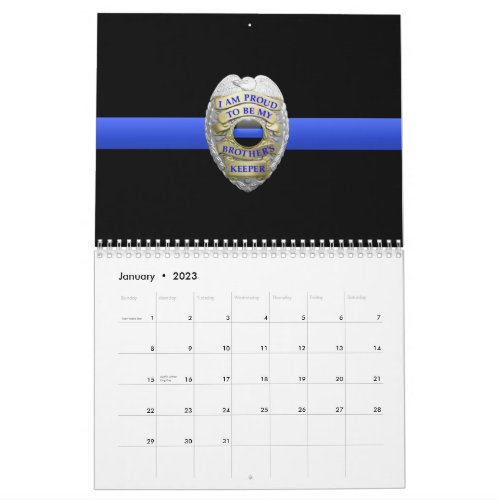 Brothers Keeper Badge Thin Blue Line Calendar