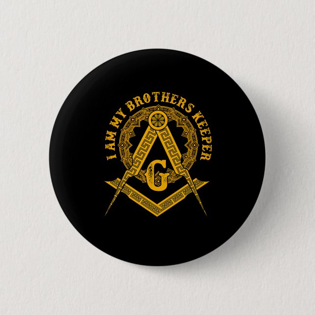 Brothers Keeper Illuminati Symbol Masonic Conspira Button (Front)