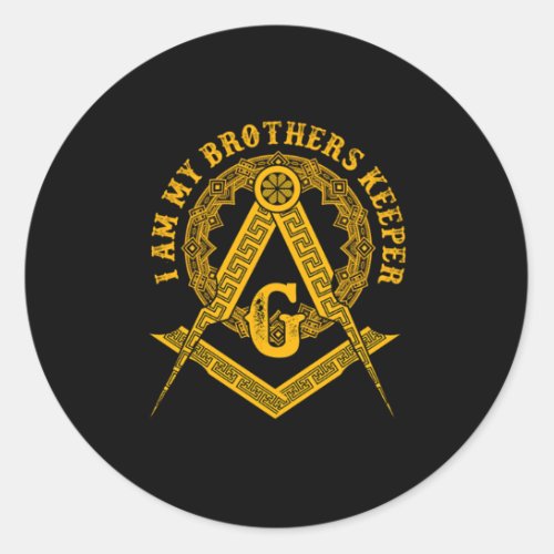Brothers Keeper Illuminati Symbol Masonic Conspira Classic Round Sticker