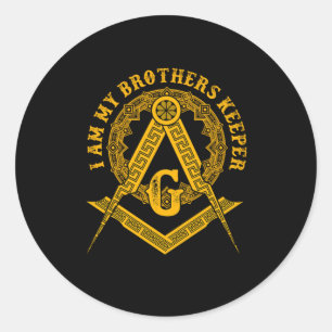 Brothers Keeper Illuminati Symbol Masonic Conspira Classic Round Sticker