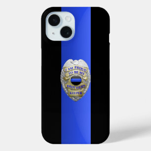 Brothers Keeper Police Badge - Thin Blue Line iPhone 15 Case