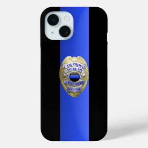 Brothers Keeper Police Badge - Thin Blue Line iPhone 15 Case