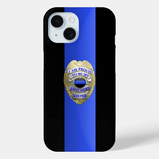 Brothers Keeper Police Badge - Thin Blue Line Case-Mate iPhone Case (Back)