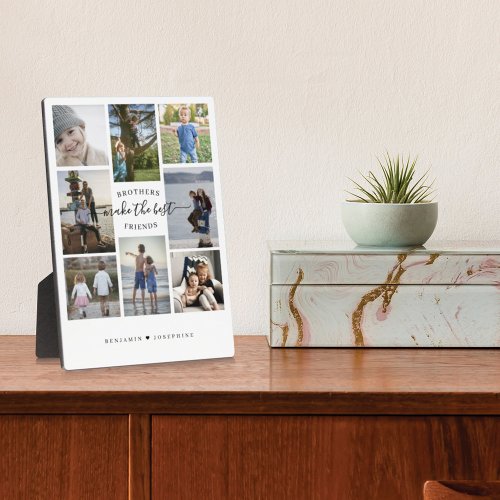 Brothers Make the Best Friends Photo Collage White Plaque