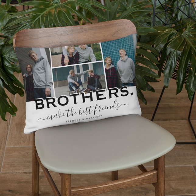 BROTHERS Quote & Photo Collage Gift Accent Pillow (Creator Uploaded)