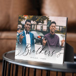 Brothers Script Gift For Brothers Photo Keepsake Plaque<br><div class="desc">A special and memorable photo gift for brothers. The design features a single photo layout to display your special brother's photo. "Brothers" is designed in a stylish black brush script calligraphy and customized with brothers' names. Send a memorable and special gift to yourself and your brother that you will cherish...</div>