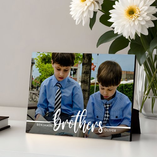 Brothers Script Modern Photo   Plaque