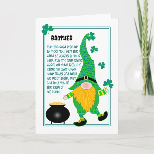 Brothers St Patricks Leprechaun Irish Blessing Card