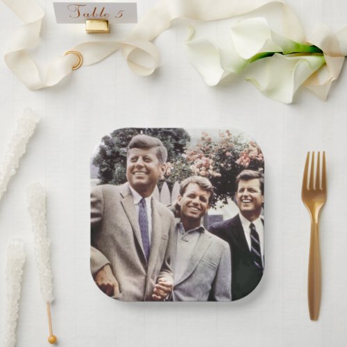 Brothers with President John Kennedy White House Paper Plates