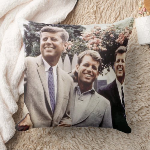Brothers with President John Kennedy White House Throw Pillow