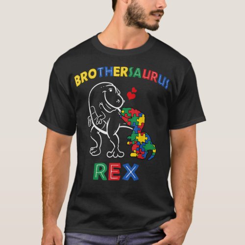 Brothersaurus Autism Awareness Brother Dinosaur Si T_Shirt