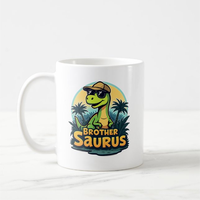 Brothersaurus – Fun Cartoon Dinosaur Brother  Coffee Mug (Left)
