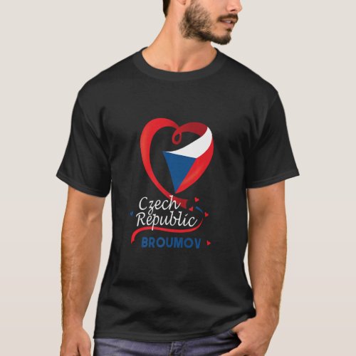 Broumov Czech Republic Heart Flag Lion Coat Of Arm T_Shirt