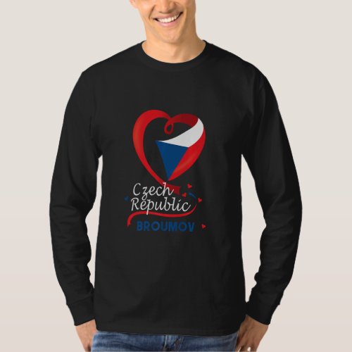 Broumov Czech Republic Heart Flag Lion Coat Of Arm T_Shirt