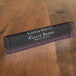 Broun or Grady Clan Tartan Plaid Pattern Desk Name Plate