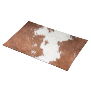 Brow and white realistic look cowhide texture cloth placemat