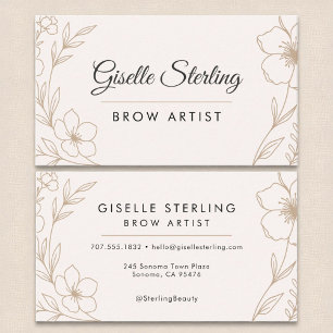 Brow Artist Beauty Botanical Blush and Black Business Card