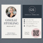 Brow Artist Blush &amp; Navy Photo QR Code  Business Card