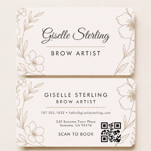 Brow Artist Floral QR Code Professional Business Card