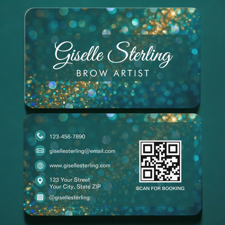 Brow Artist Green Gold QR Code Professional Business Card