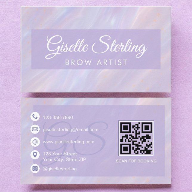Brow Artist Iridescent Pastel Opal Holographic Business Card (Creator Uploaded)