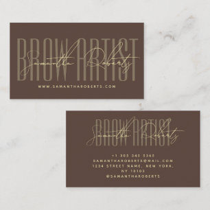 Brow artist modern typography script brown business card