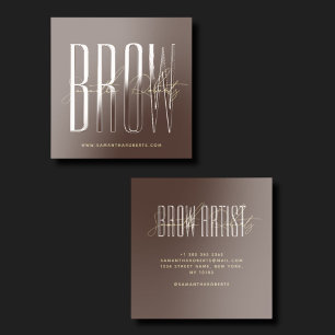Brow artist modern typography script brown square raised spot UV business card