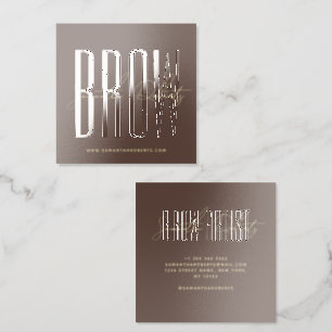 Brow artist modern typography script brown square raised spot UV business card