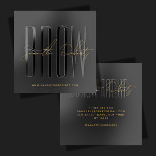Brow artist modern typography script gray black raised spot UV business card