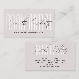 Brow artist modern typography script pink pearl business card