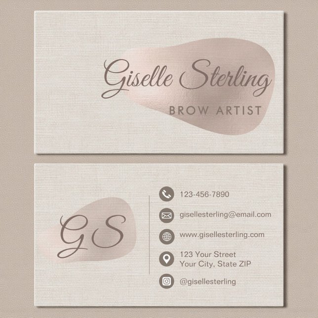 Brow Artist Neutral Linen Beauty Abstract Business Card (Creator Uploaded)