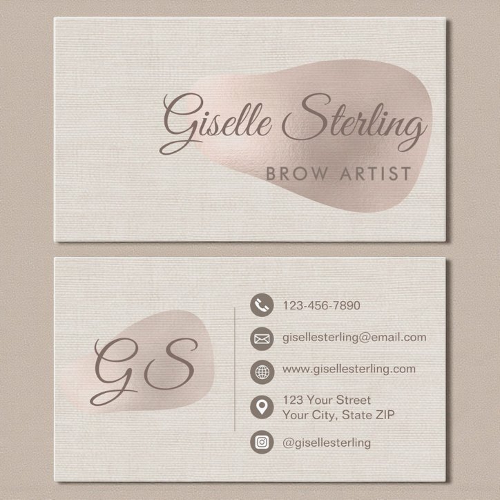 Brow Artist Neutral Linen Beauty Abstract Business Card