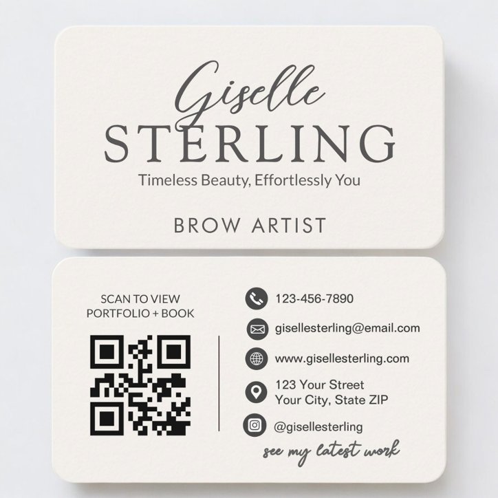 Brow Artist Neutral QR Code Business Card