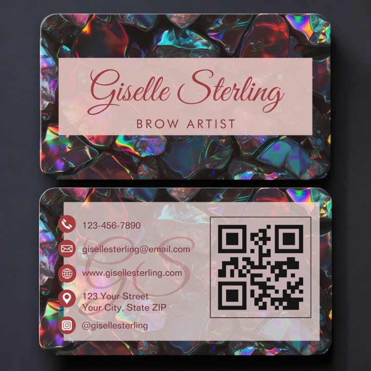Brow Artist Opal Black QR Code Business Card