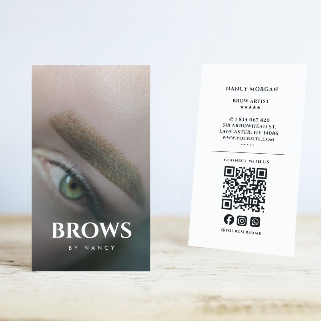 Brow Artist Photo QR Code  Business Card (Creator Uploaded)