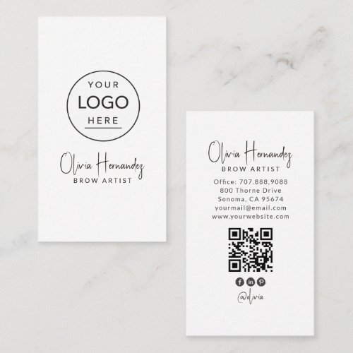 Brow Artist Round Logo QR Code Social Media Business Card